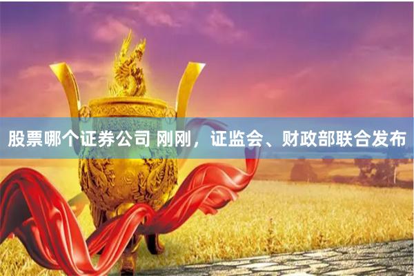 股票哪个证券公司 刚刚，证监会、财政部联合发布