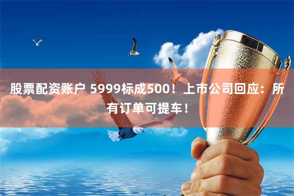 股票配资账户 5999标成500！上市公司回应：所有订单可提车！