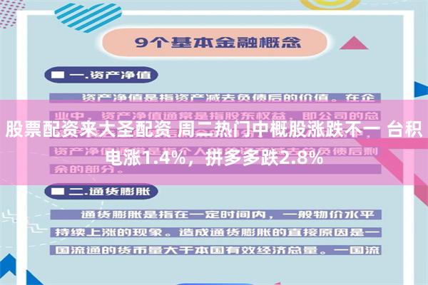 股票配资来大圣配资 周二热门中概股涨跌不一 台积电涨1.4%，拼多多跌2.8%